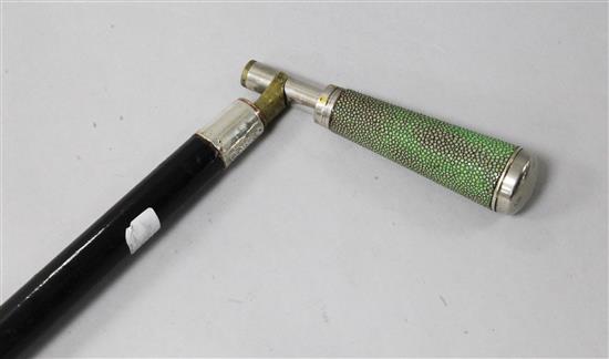 A shagreen telescope walking stick